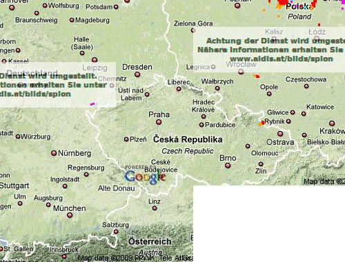 Lightning Czech Republic 17:00 UTC Thu 25 Apr