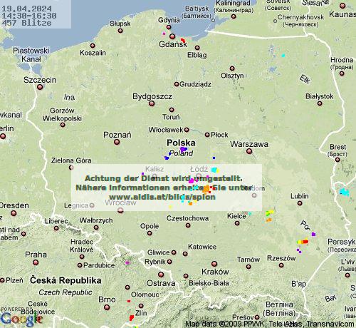 Lightning Poland 14:30 UTC Fri 19 Apr